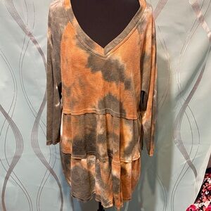 Orange and Gray Tie-Dye Tunic